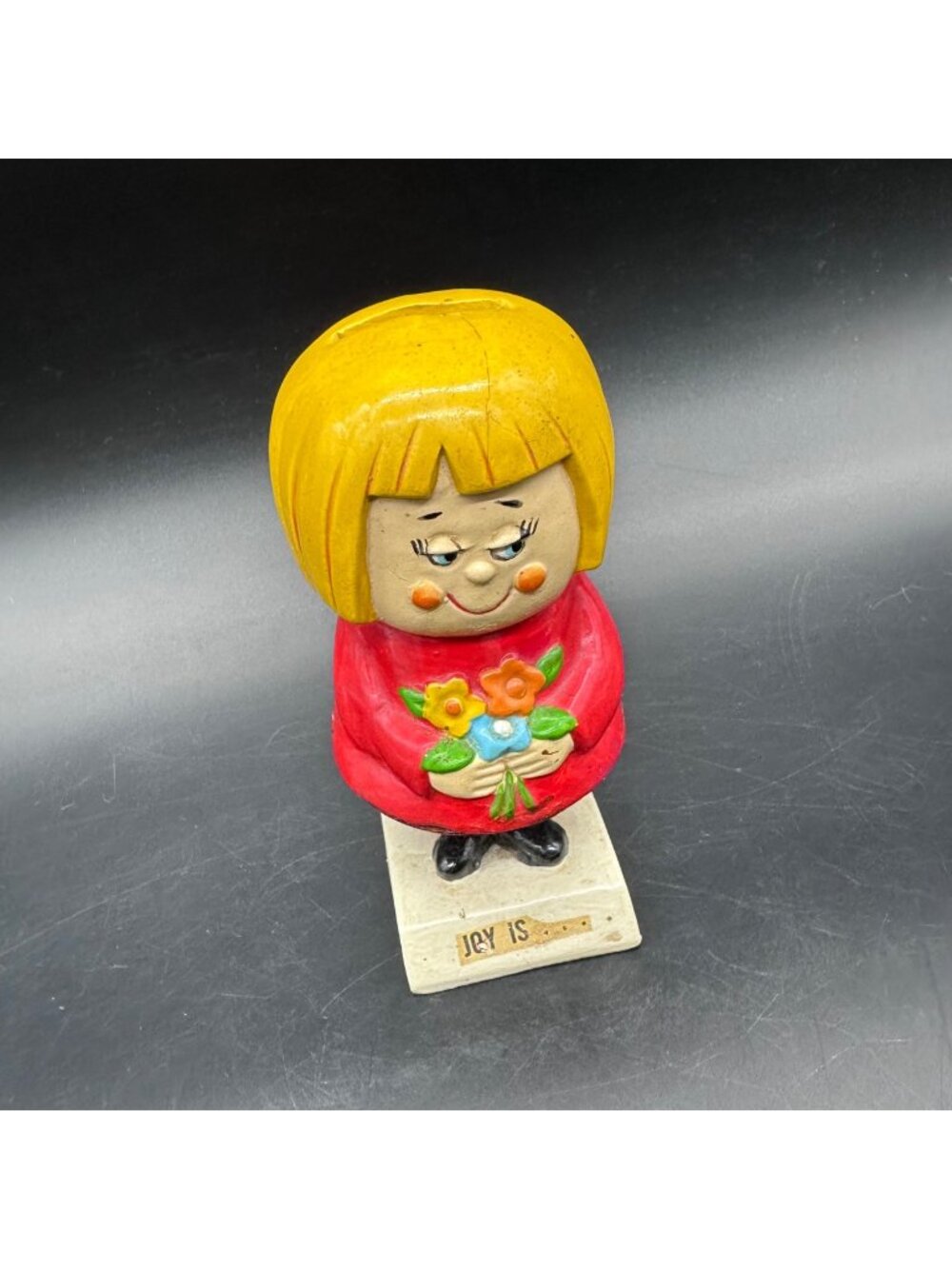Vintage Joy Is Popsie Figurine Wuvving You Girl 1960s Flowers Mid Century Kitsch